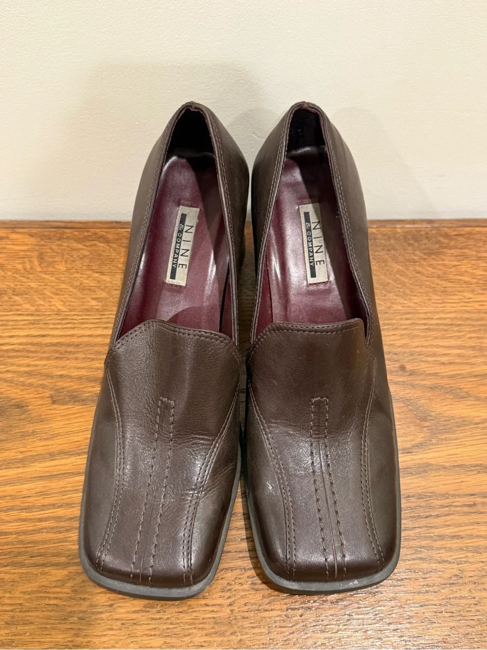 Nine West Brown Leather Chunky Heel Loafer Pumps Size 7.5M — Repair Project